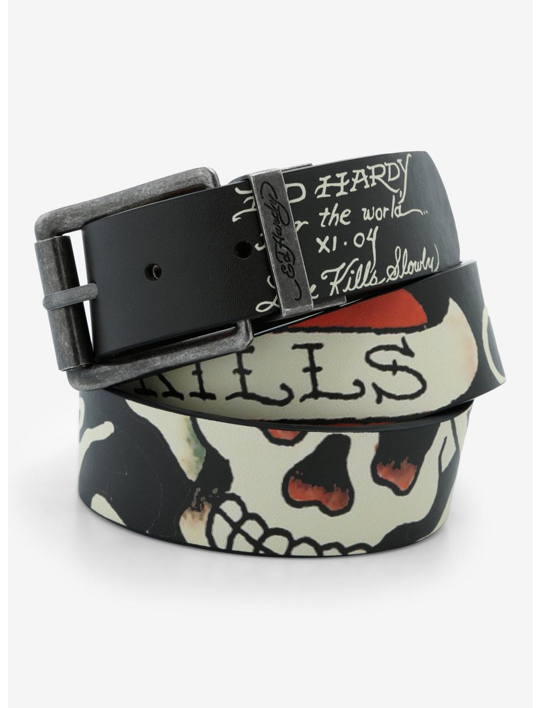 Ed Hardy Tattoo Skull Belt, MULTI, hi-res