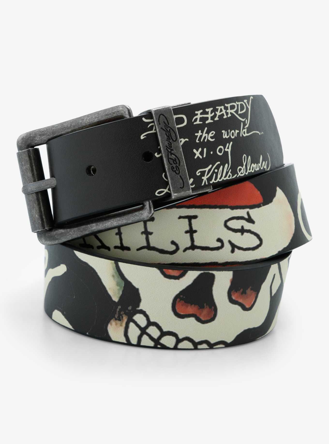 Ed Hardy Tattoo Skull Belt, , hi-res