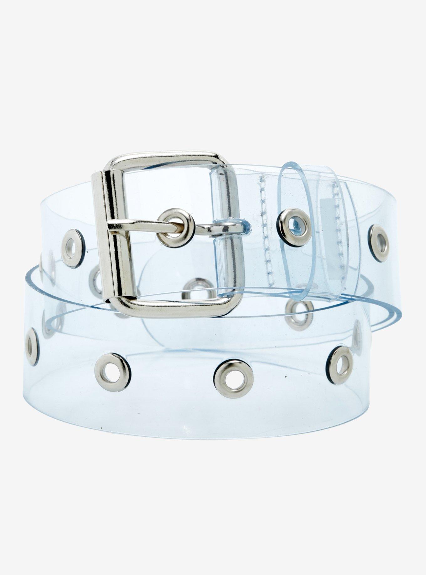 Clear Silver Grommet Belt, , hi-res