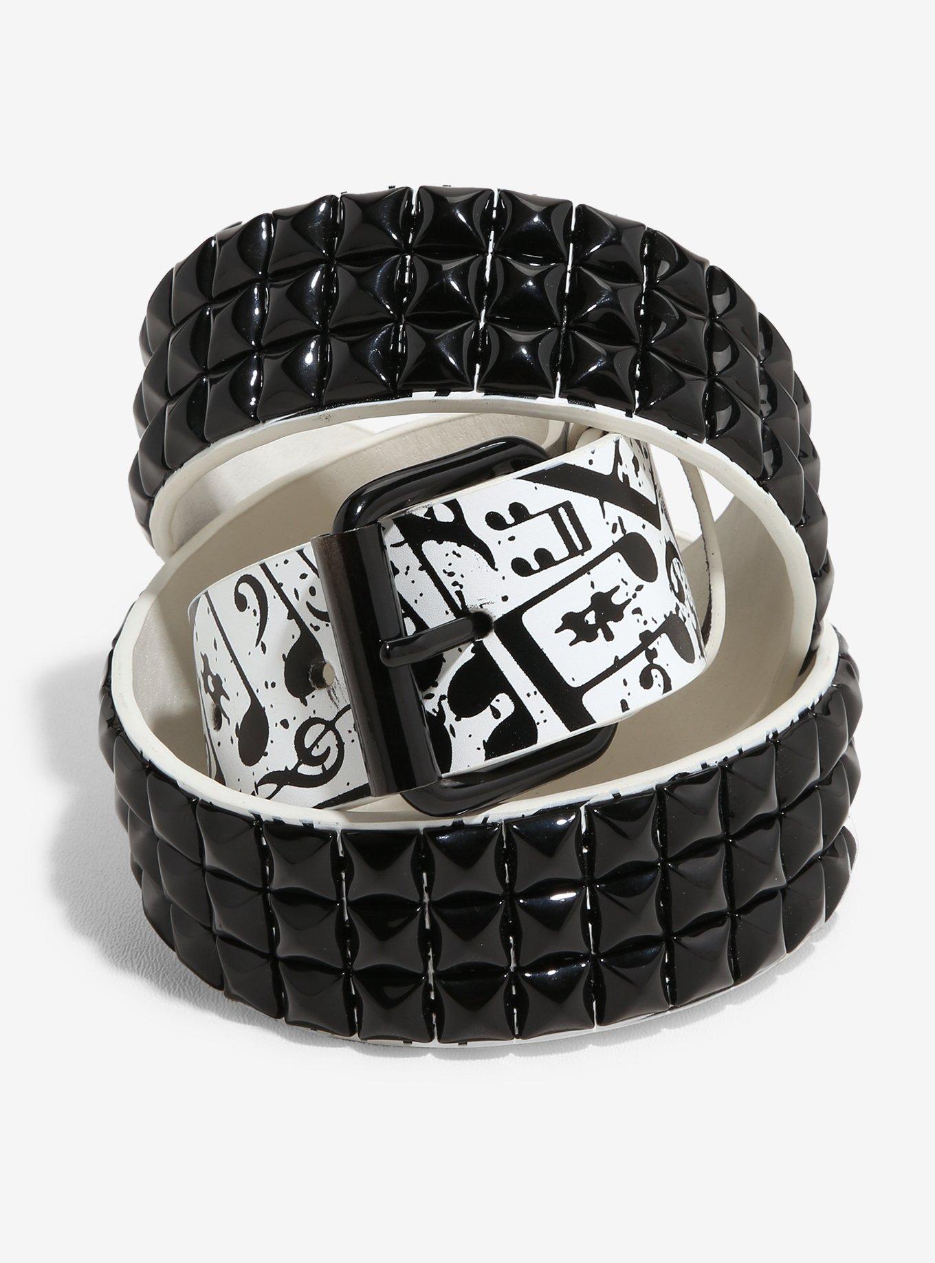 Musical Note Black Pyramid Stud Belt, MULTI, hi-res