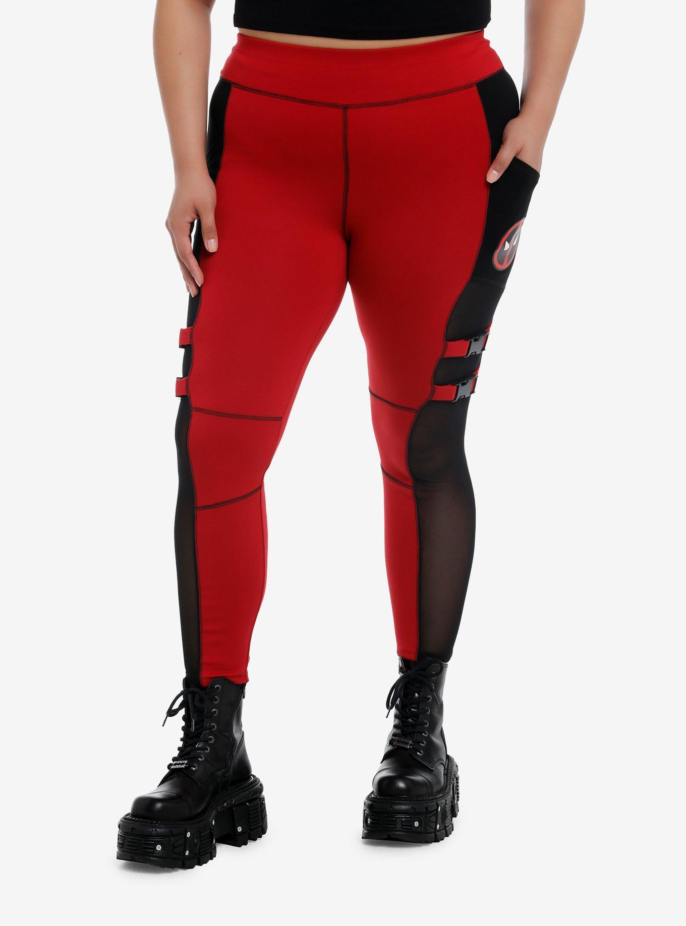 Her Universe Marvel Deadpool & Wolverine Deadpool Mesh Color-Block Leggings Plus Size, MULTI, hi-res