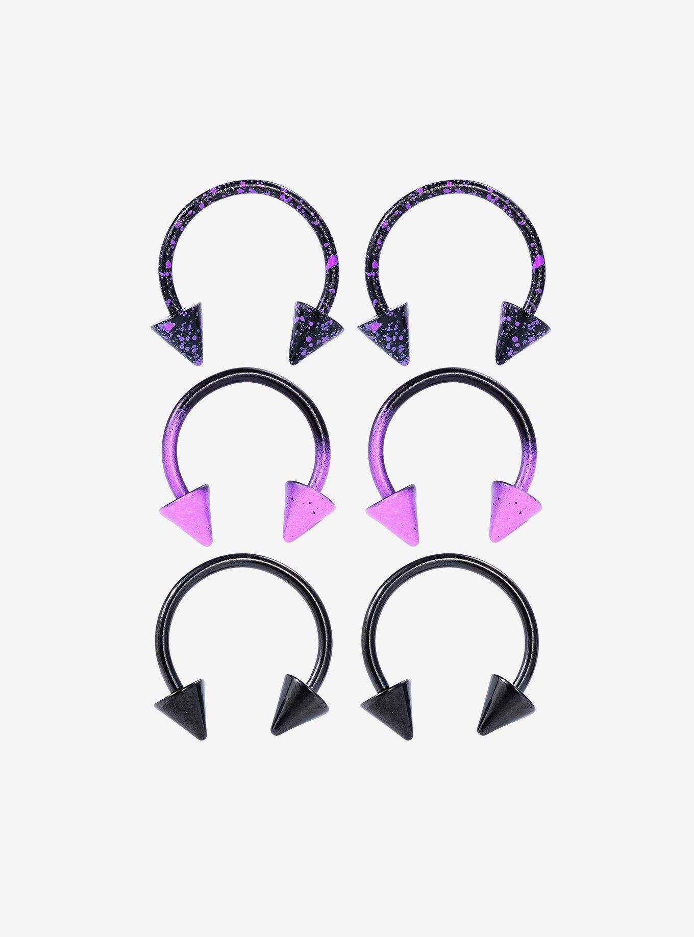 Steel Black & Purple Splatter Circular Barbell 6 Pack, , hi-res
