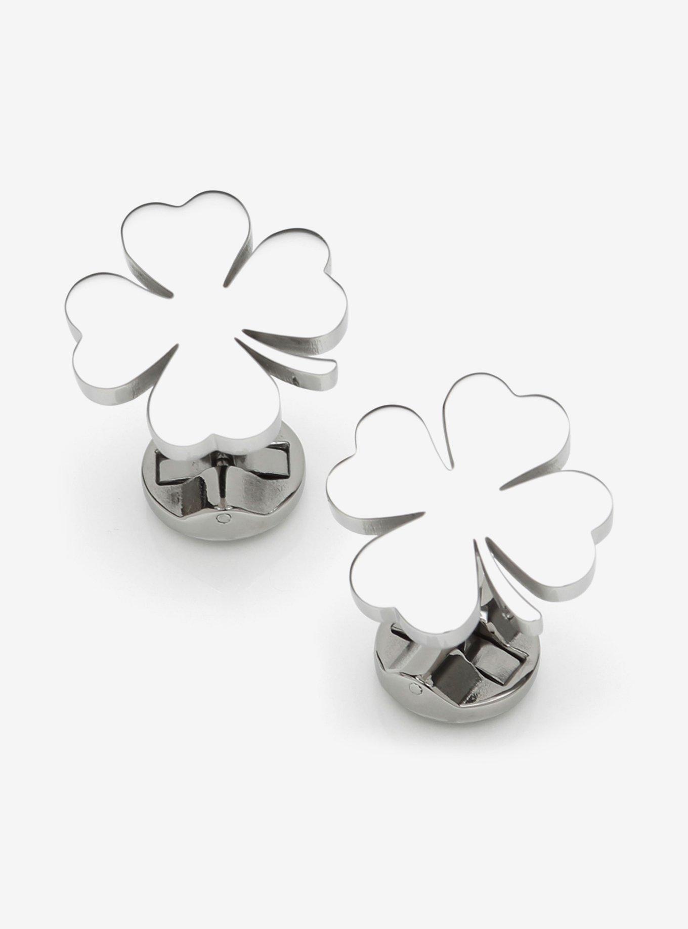 Four Leaf Clover Stainless Cufflink, , hi-res