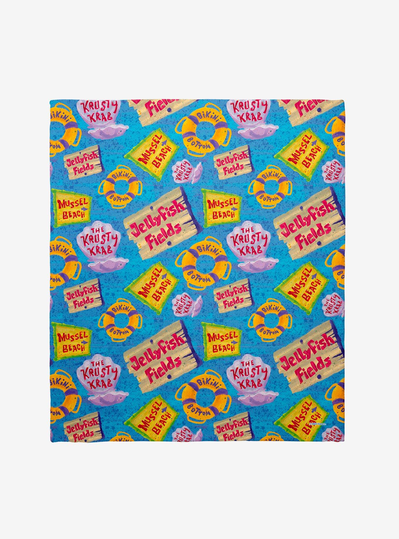 SpongeBob SquarePants Bikini Bottom Signs Throw Blanket, , hi-res