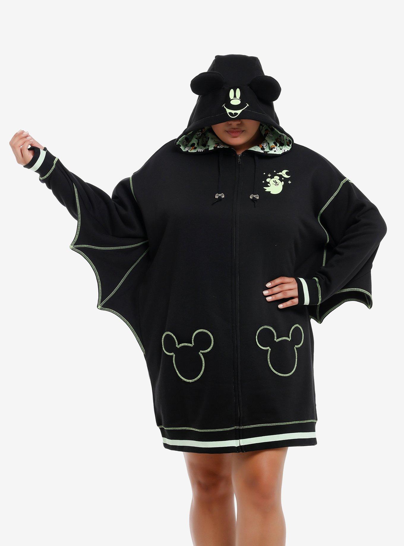 Her Universe Disney Halloween Mickey Mouse Ghost Glow-In-The-Dark Hoodie Dress Plus Size, GLOW IN THE DARK, hi-res