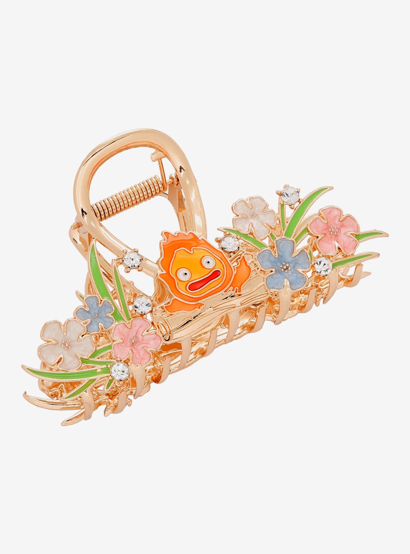 Studio Ghibli Howl's Moving Castle Calcifer Floral Claw Clip - BoxLunch Exclusive, , hi-res