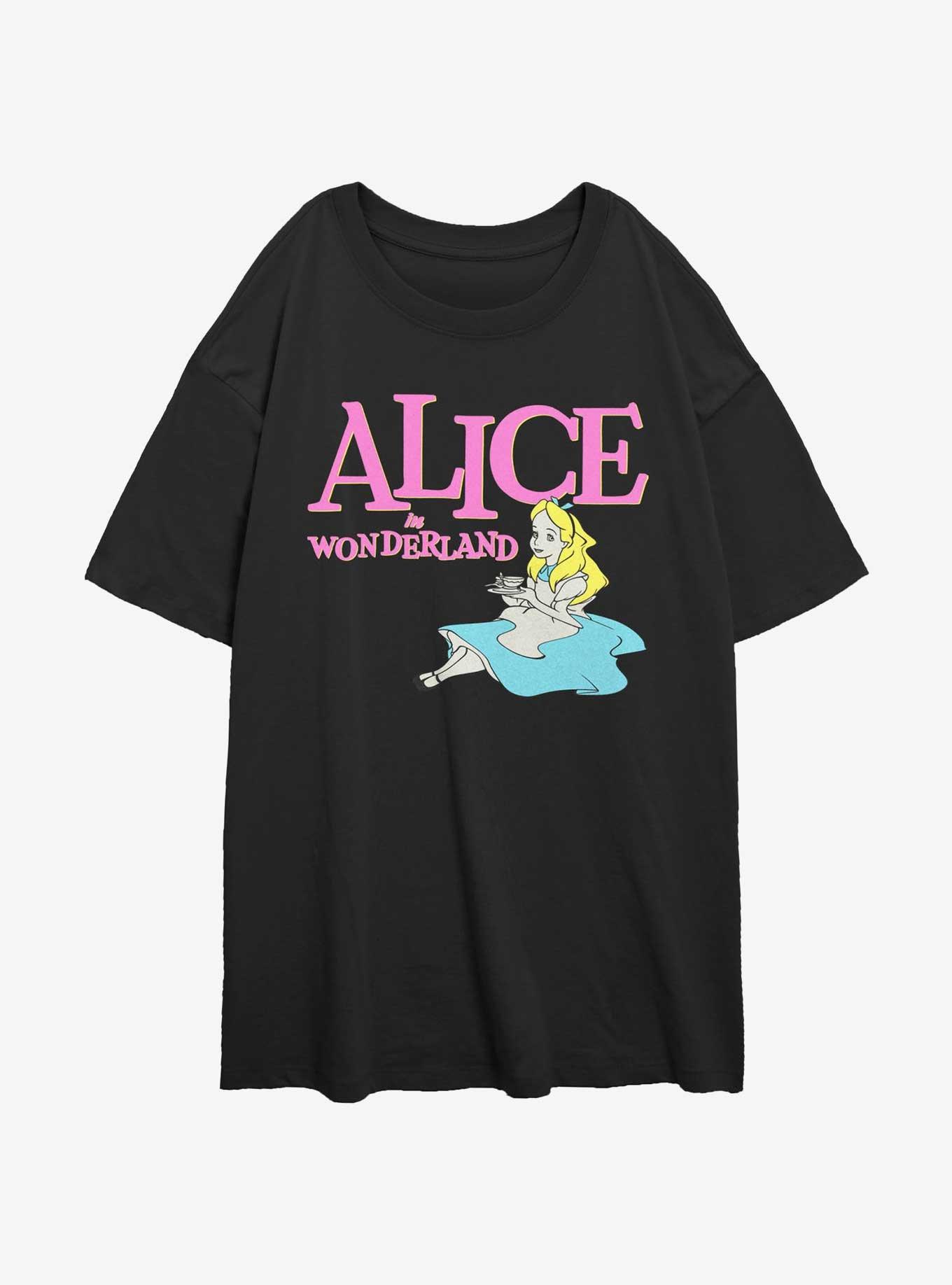 Disney Alice in Wonderland Tea Time Girls Oversized T-Shirt, BLACK, hi-res