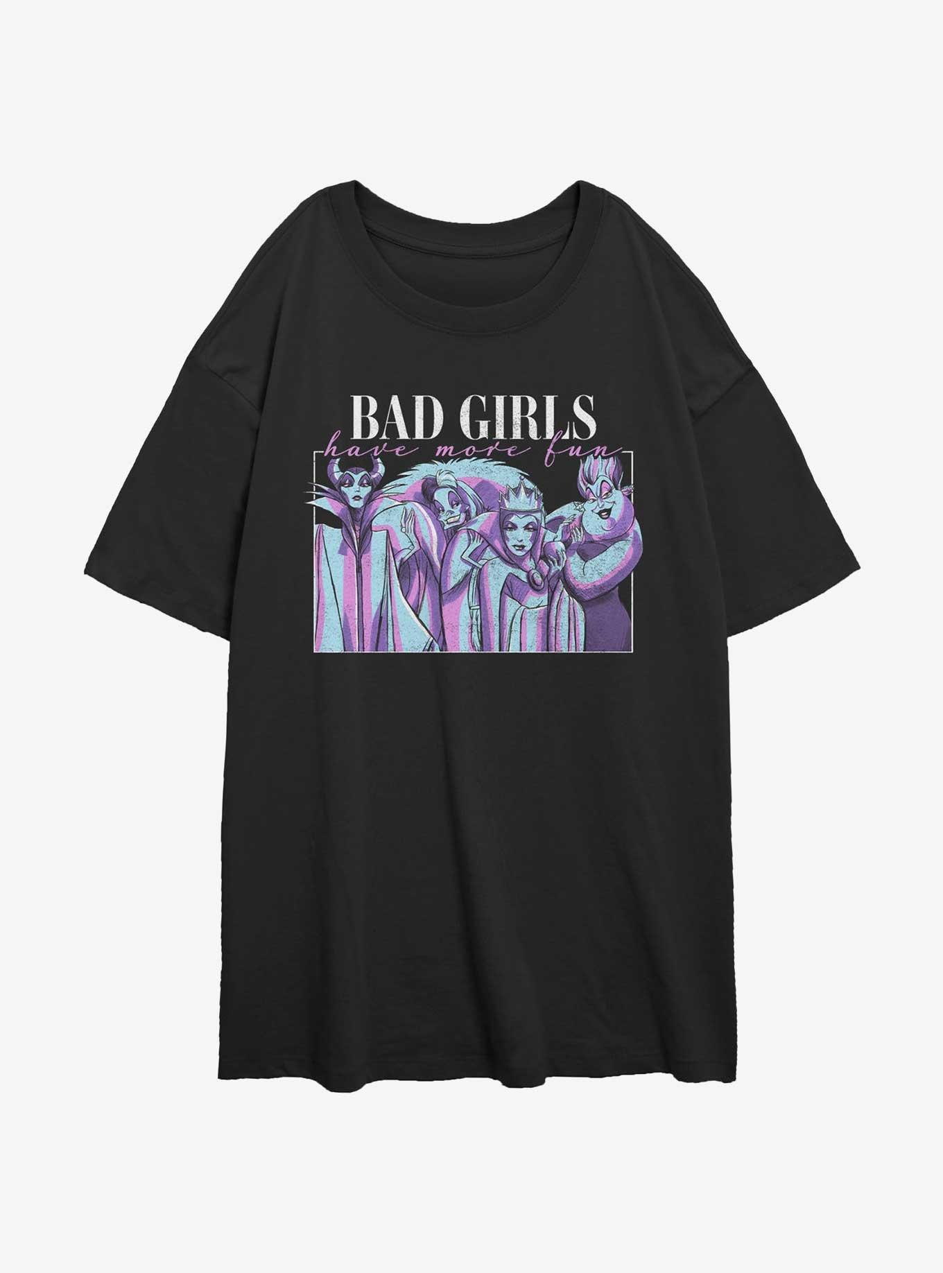Disney Villains Bad Girls Have More Fun Girls Oversized T-Shirt, BLACK, hi-res
