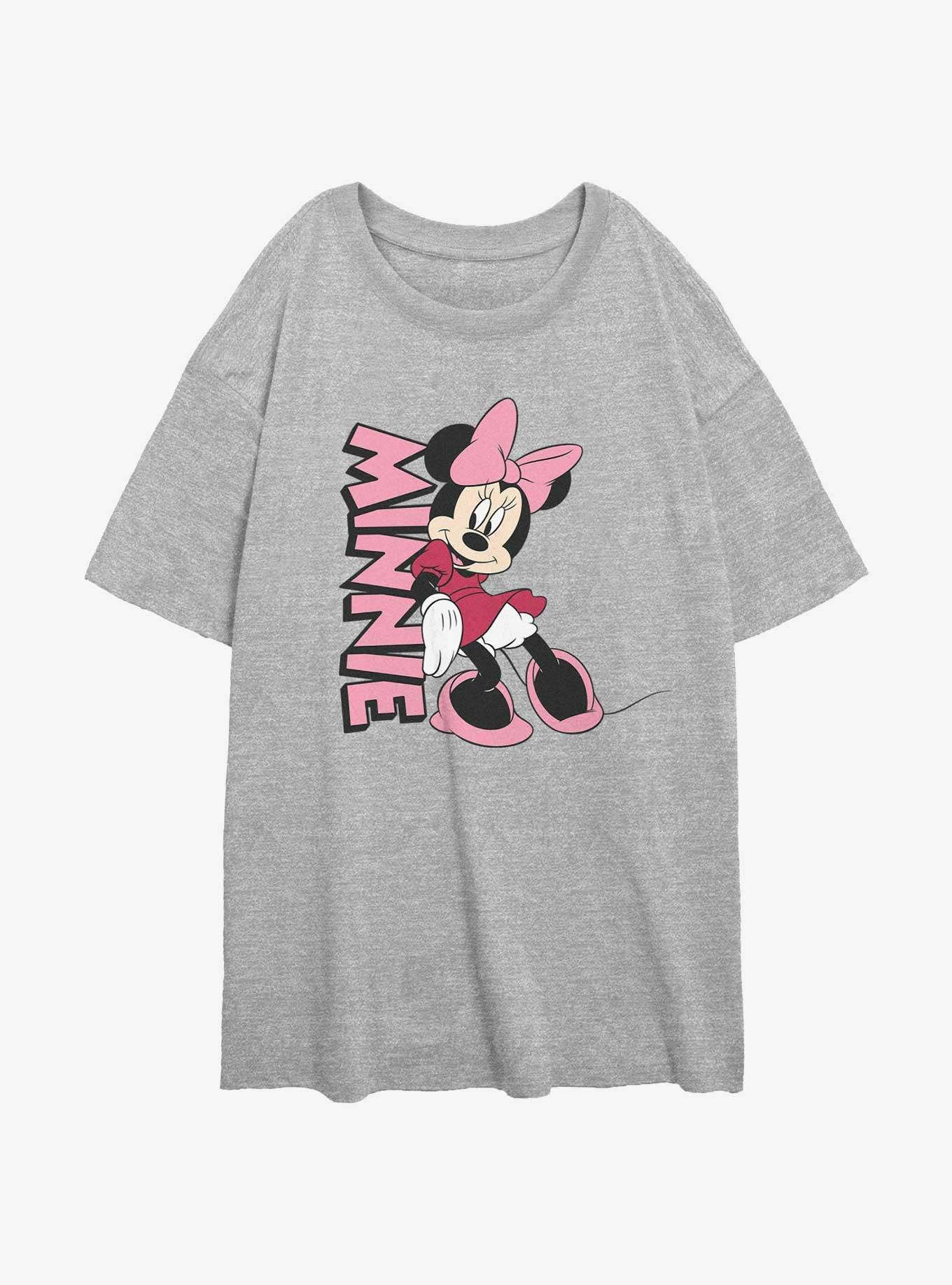 Disney Minnie Mouse Lean Name Girls Oversized T-Shirt, ATH HTR, hi-res