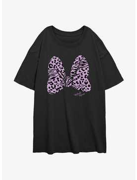 Disney Minnie Mouse Animal Print Bow Girls Oversized T-Shirt, , hi-res