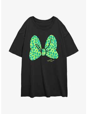 Disney Minnie Mouse Animal Print Bow Girls Oversized T-Shirt, , hi-res