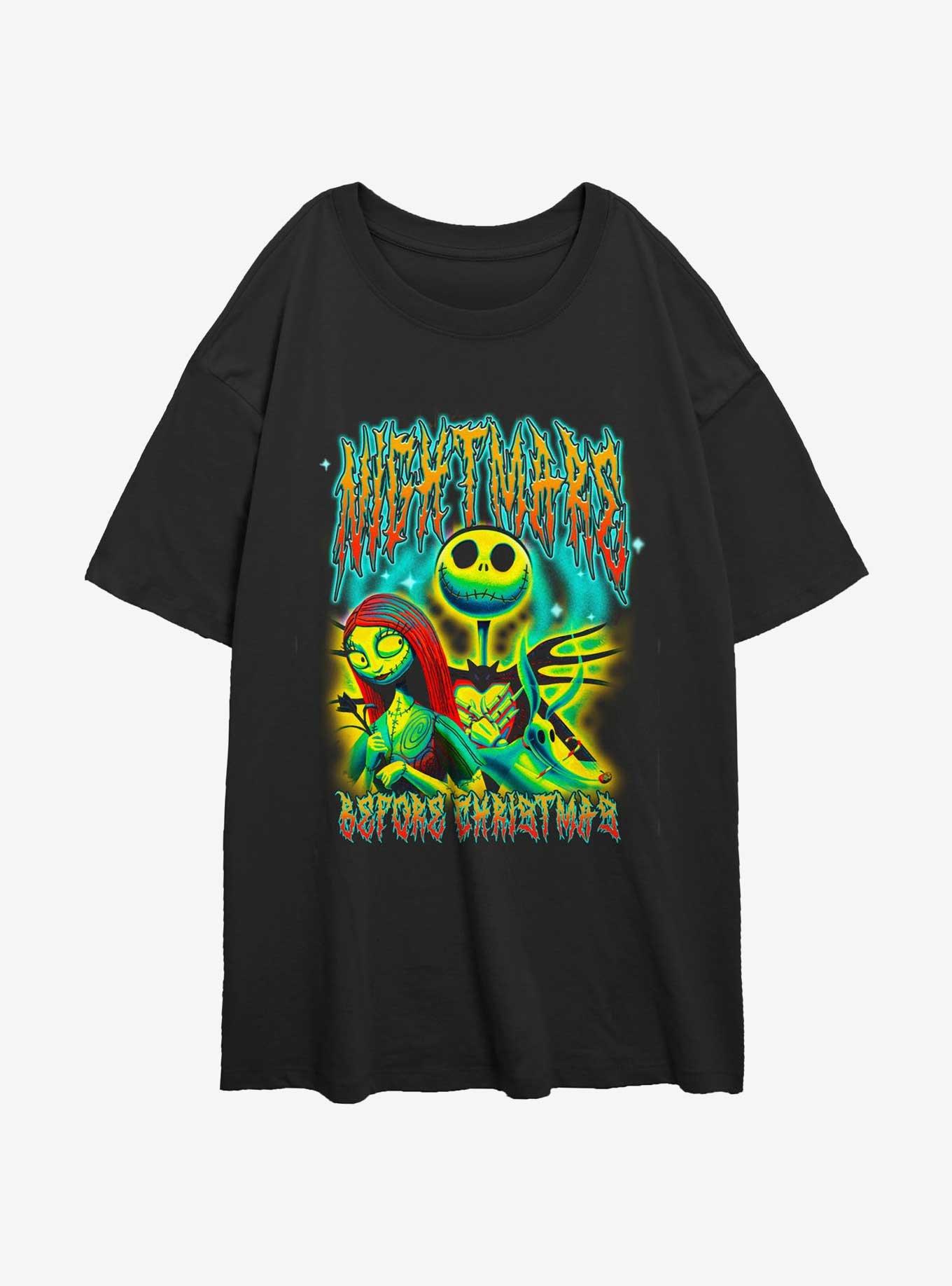 Disney The Nightmare Before Christmas Graffiti Jack and Sally Girls Oversized T-Shirt, , hi-res