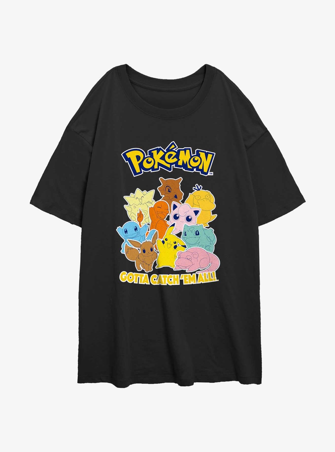 Pokemon Catch Em All Girls Oversized T-Shirt, BLACK, hi-res