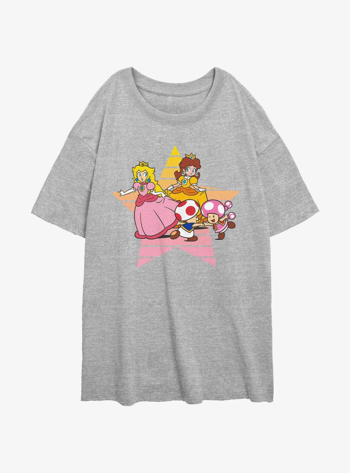 Nintendo Princess Peach & Daisy Star Girls Oversized T-Shirt, ATH HTR, hi-res