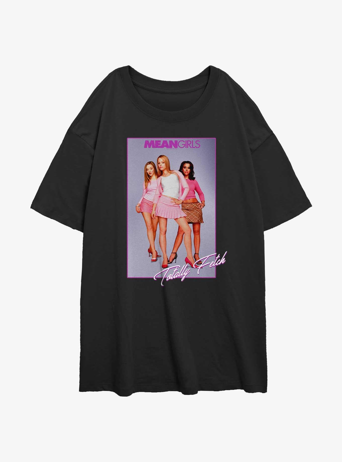 Mean Girls Totally Fetch Poster Girls Oversized T-Shirt, BLACK, hi-res