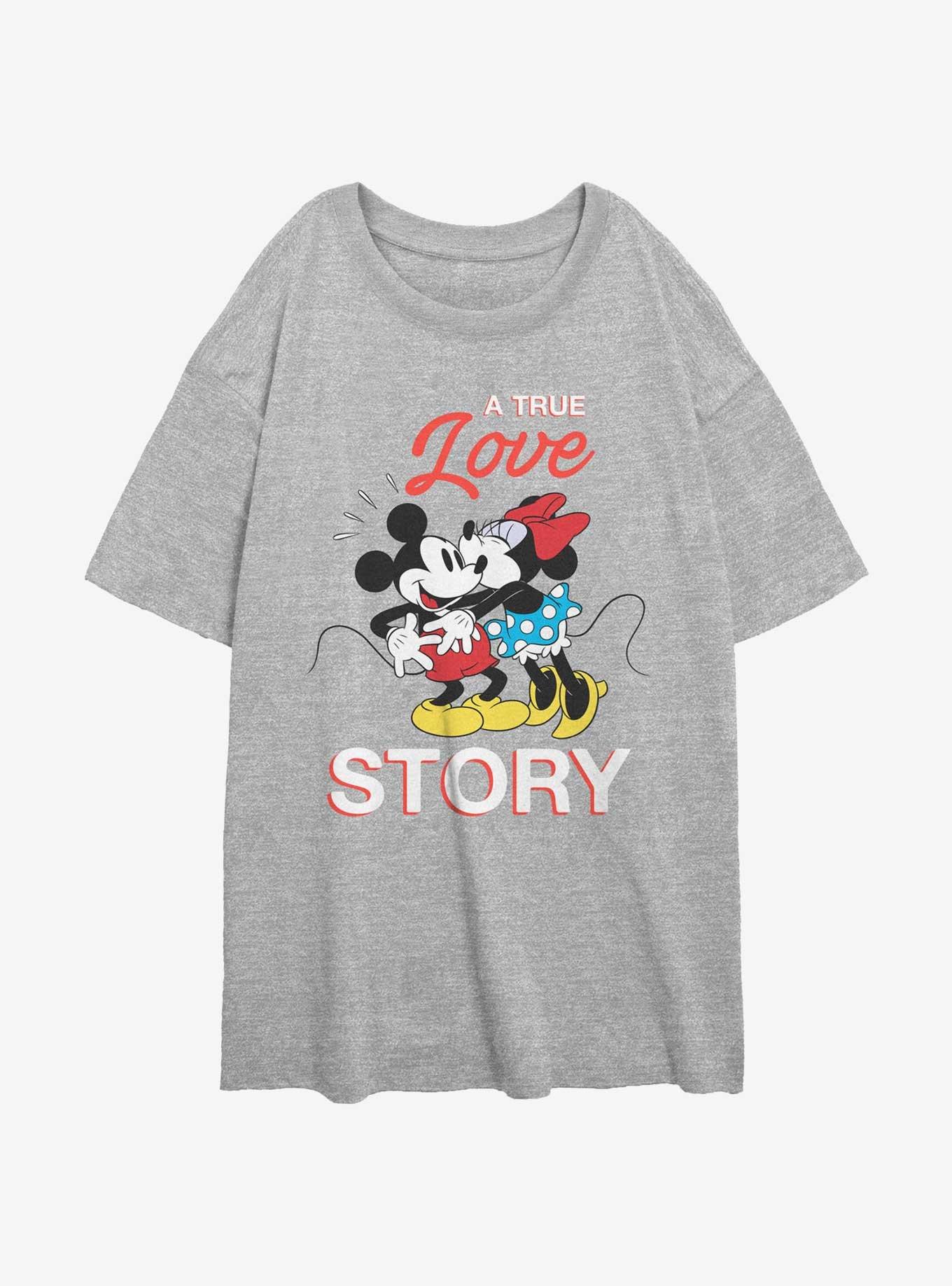 Disney Mickey Mouse & Minnie Mouse True Love Story Girls Oversized T-Shirt