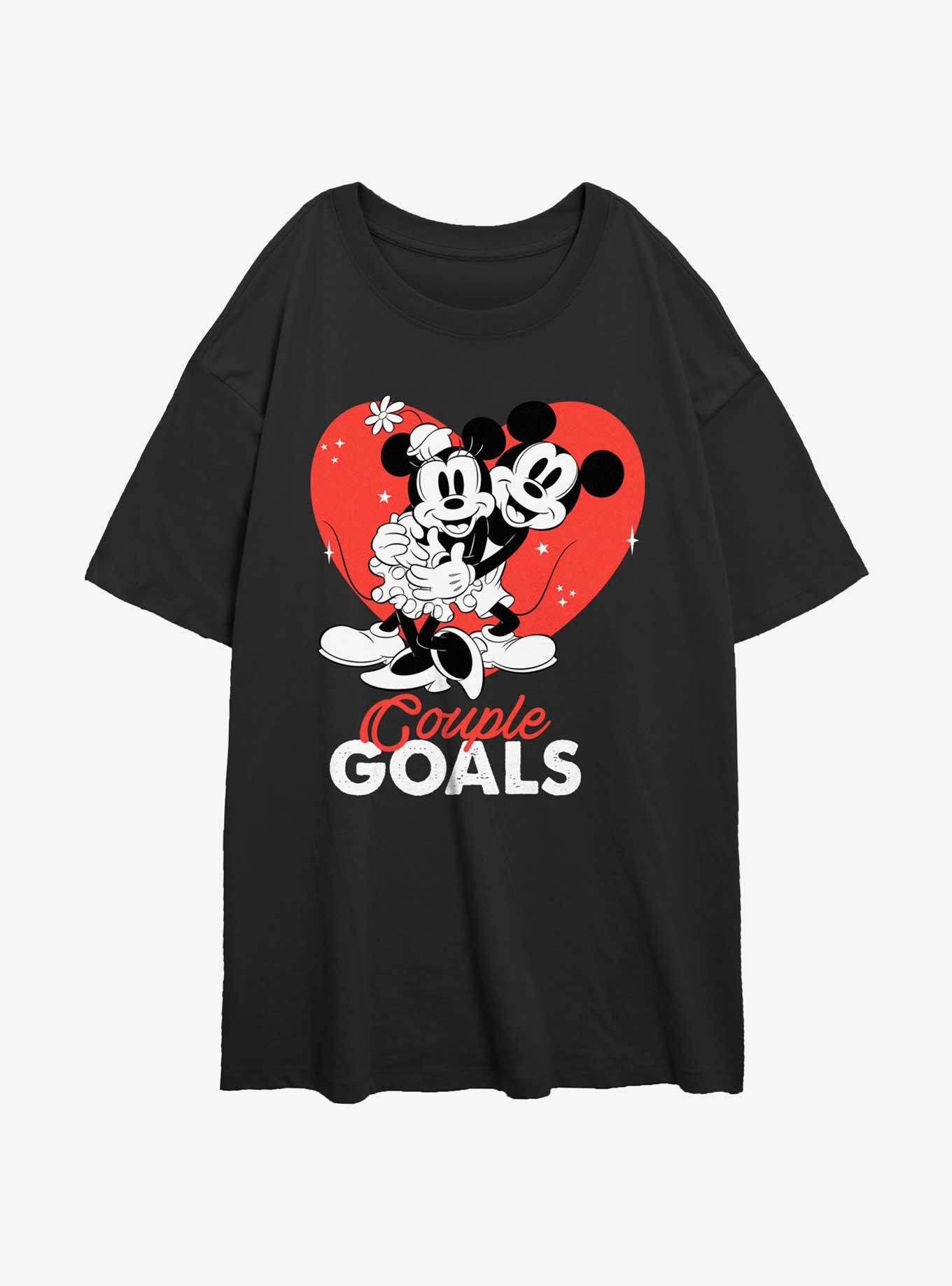 Disney Mickey Mouse & Minnie Mouse Couple Goals Girls Oversized T-Shirt, BLACK, hi-res