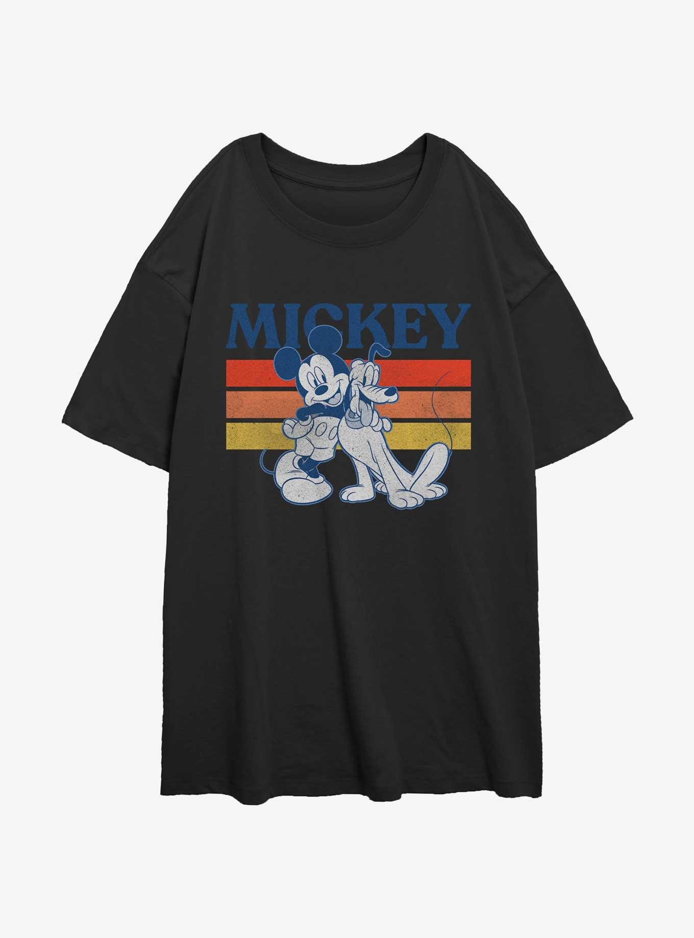 Disney Mickey Mouse & Pluto Retro Squad Girls Oversized T-Shirt