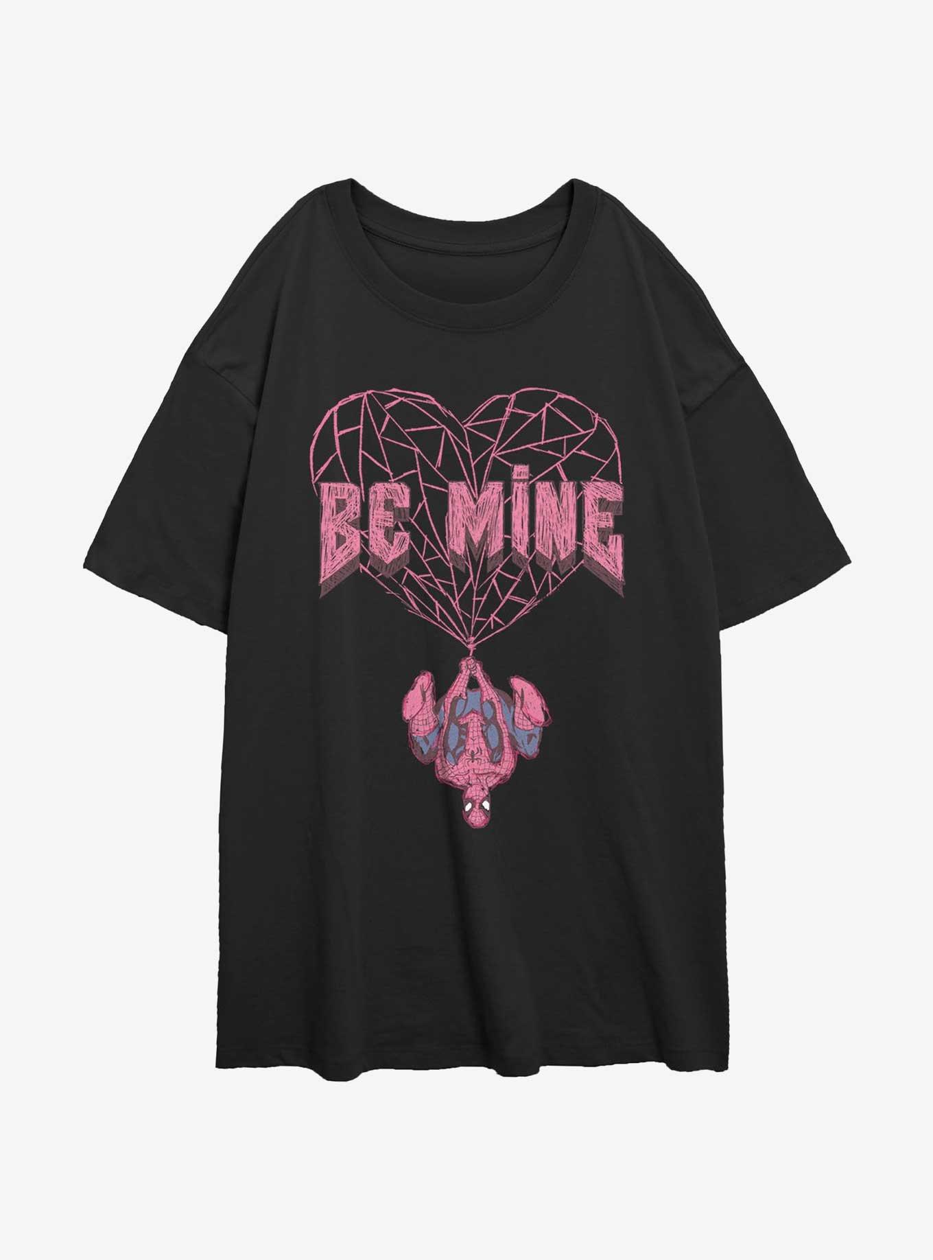 Marvel Spider-Man Be Mine Girls Oversized T-Shirt, BLACK, hi-res