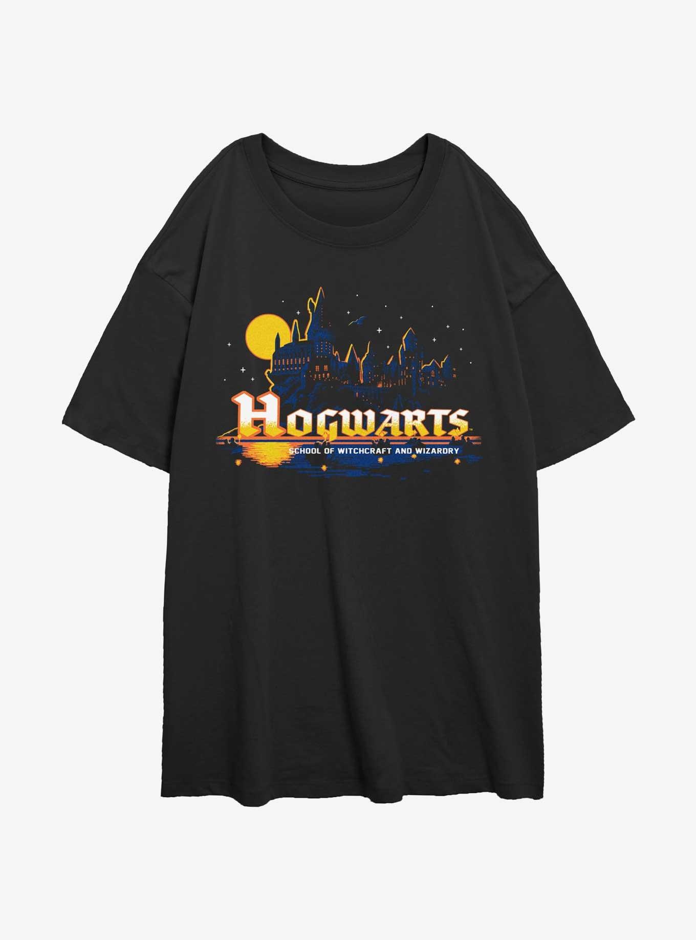 Harry Potter Hogwarts School of Witchcraft and Wizardry Girls Oversized T-Shirt, BLACK, hi-res