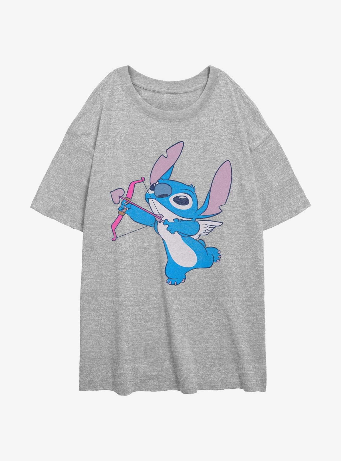 Disney Lilo & Stitch Cupid Love Shot Girls Oversized T-Shirt, ATH HTR, hi-res