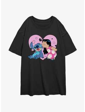 Disney Lilo & Stitch Valentines Kisses Girls Oversized T-Shirt, , hi-res