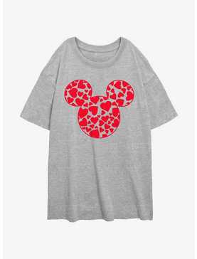 Disney Mickey Mouse Heart Filled Ears Girls Oversized T-Shirt, , hi-res