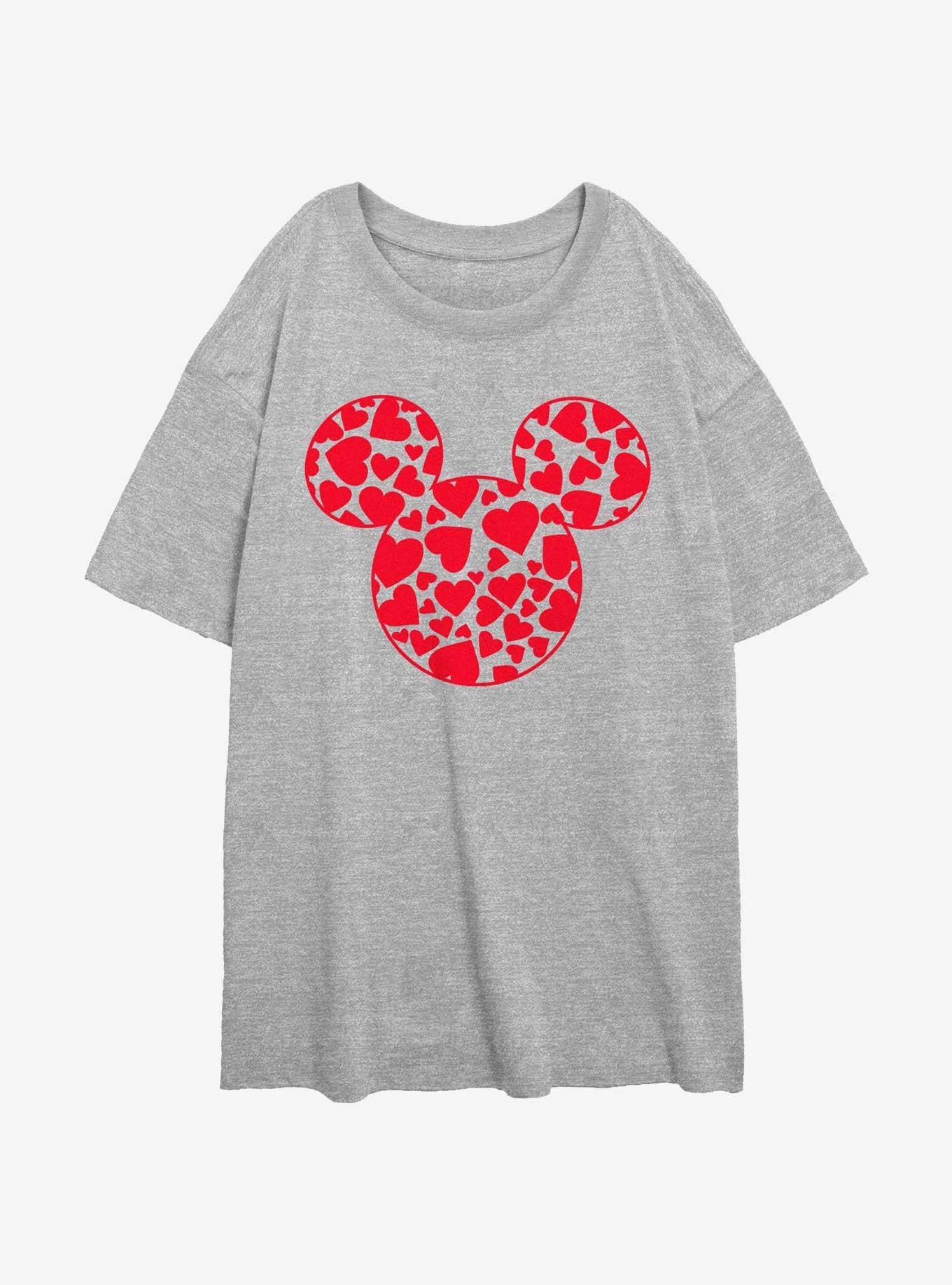 Disney Mickey Mouse Heart Filled Ears Girls Oversized T-Shirt, ATH HTR, hi-res