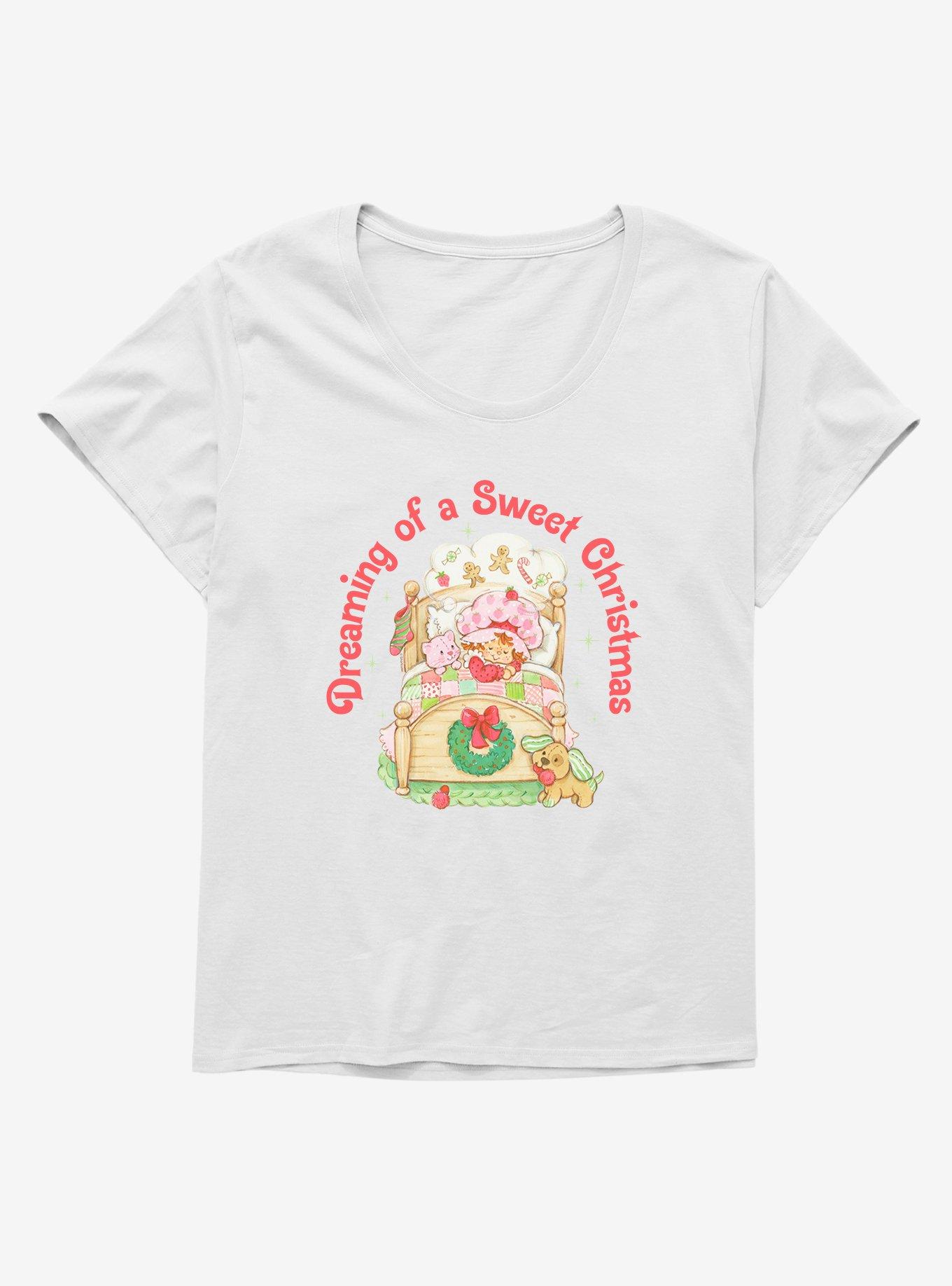 Strawberry Shortcake Dreaming Of A Sweet Christmas Womens T-Shirt Plus Size, WHITE, hi-res