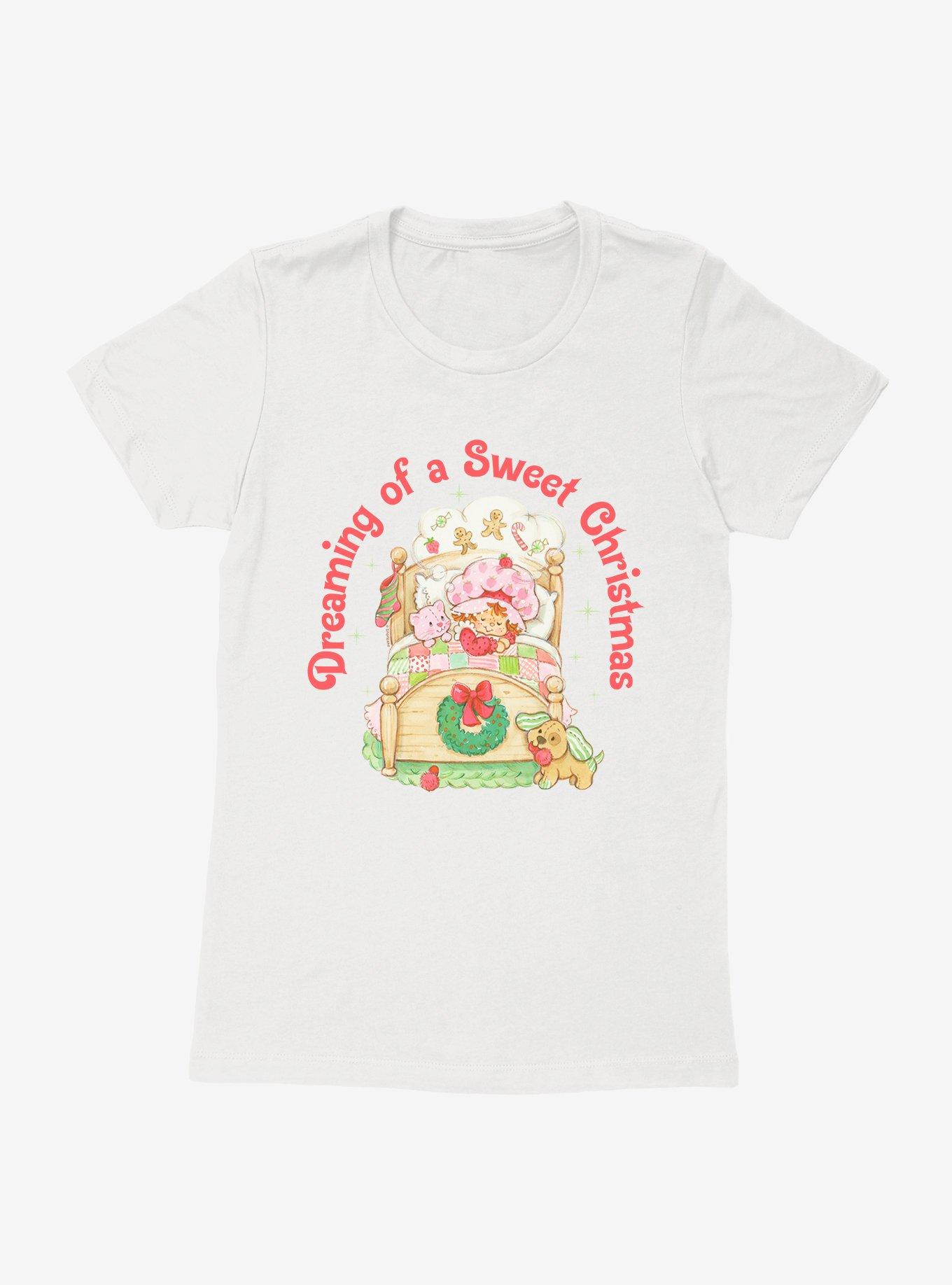 Strawberry Shortcake Dreaming Of A Sweet Christmas Womens T-Shirt, WHITE, hi-res