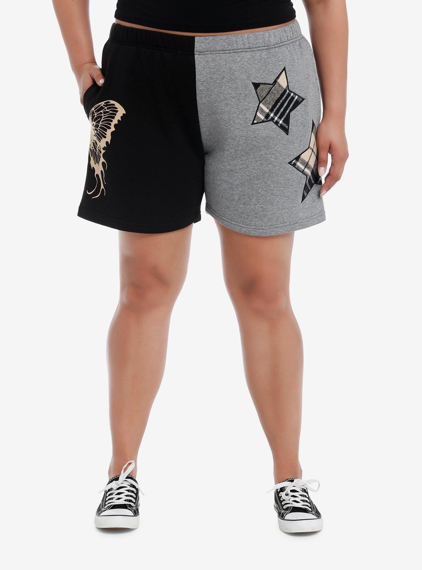 Star & Butterfly Split Girls Gym Shorts Plus Size, MULTI, hi-res