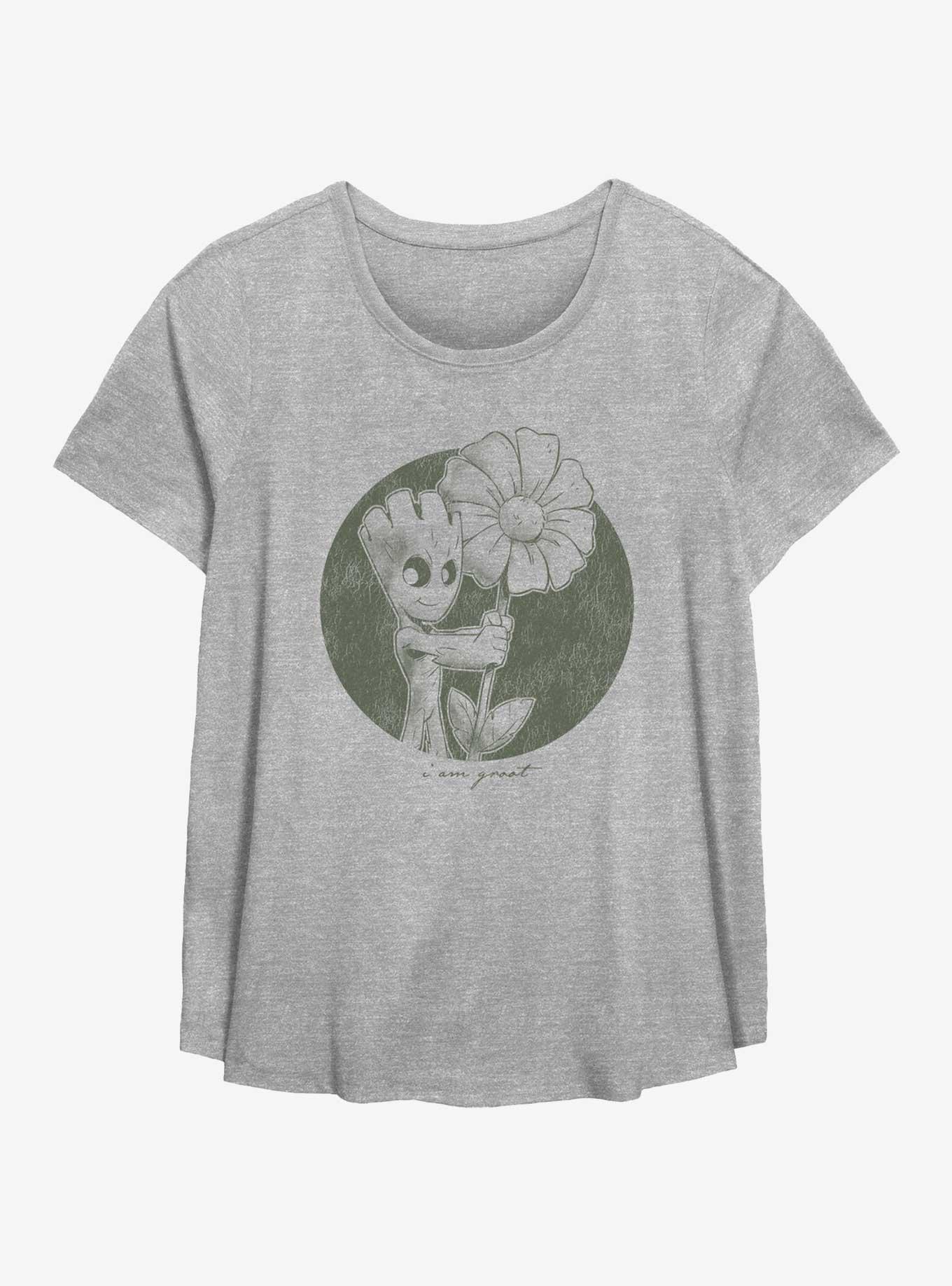Marvel Guardians Of The Galaxy Groot Flower Girls T-Shirt Plus Size, HEATHER GR, hi-res