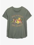 Disney Winnie The Pooh Smell The Flowers Girls T-Shirt Plus Size, SAGE, hi-res