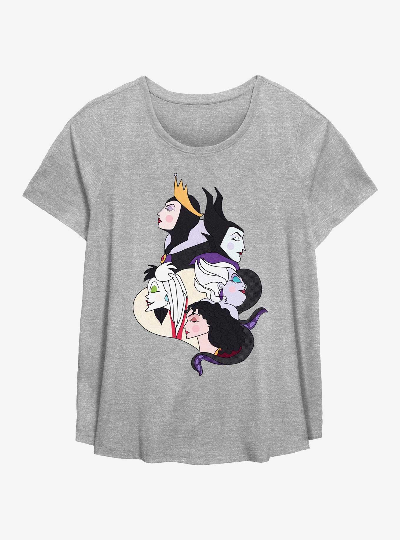 Disney Villains Wicked Profiles Girls T-Shirt Plus Size, HEATHER GR, hi-res