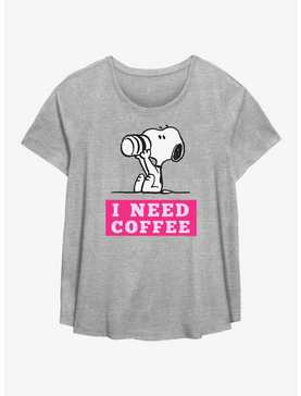 Peanuts Snoopy I Need Coffee Girls T-Shirt Plus Size, , hi-res