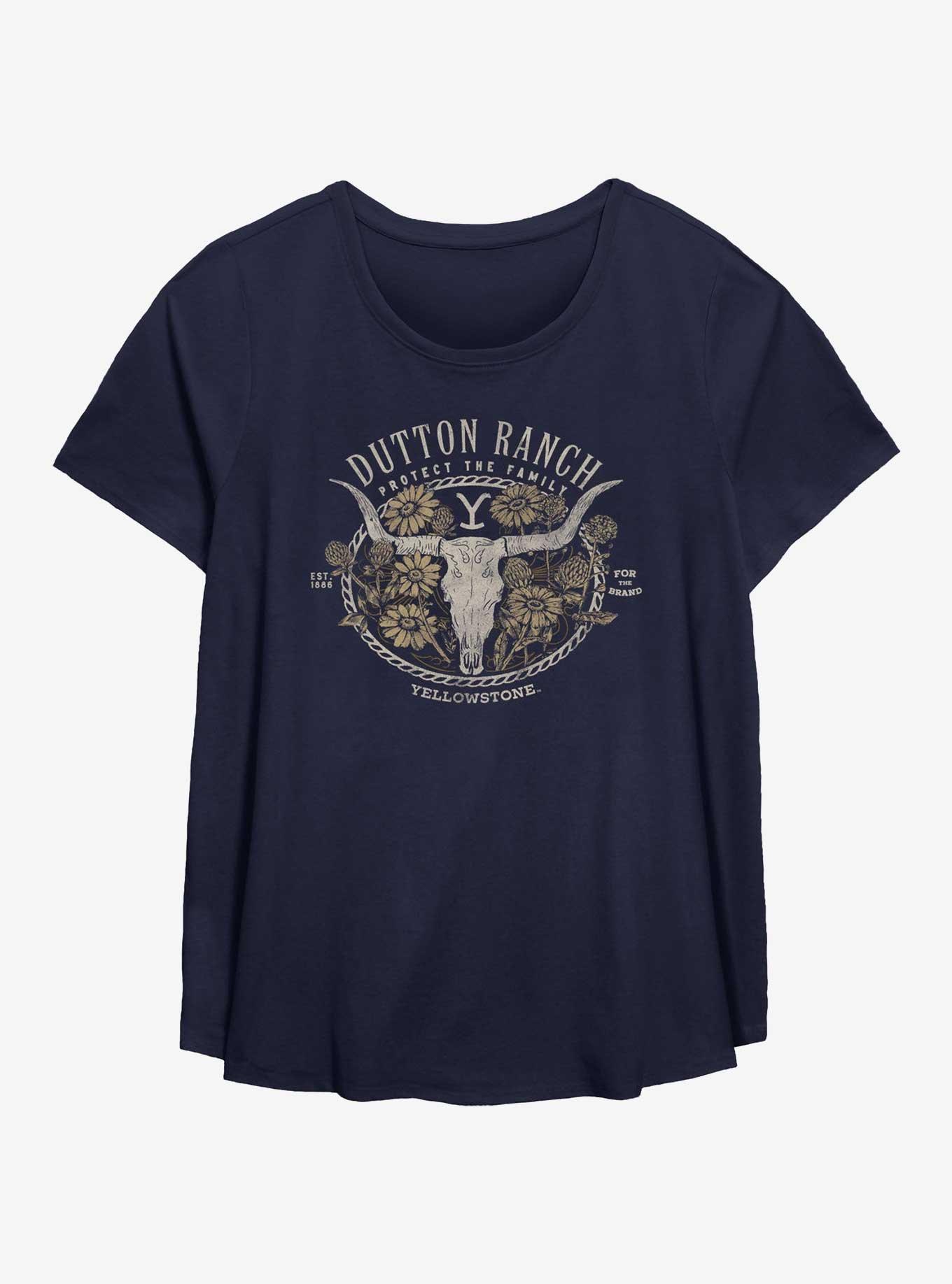 Yellowstone Dutton Ranch Protect The Family Floral Girls T-Shirt Plus Size