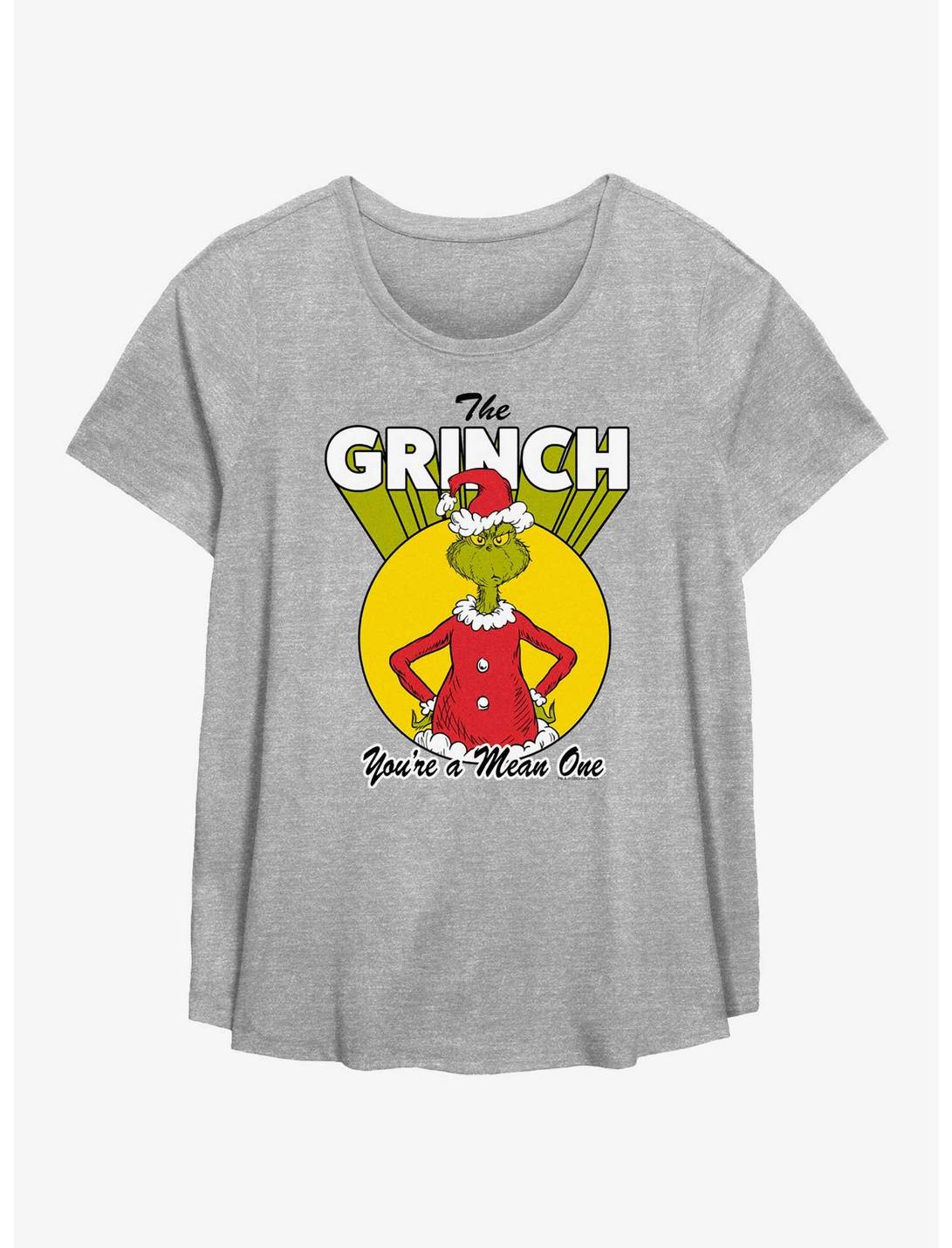 Dr. Seuss How The Grinch Stole Christmas Retro Girls T-Shirt Plus Size, HEATHER GR, hi-res