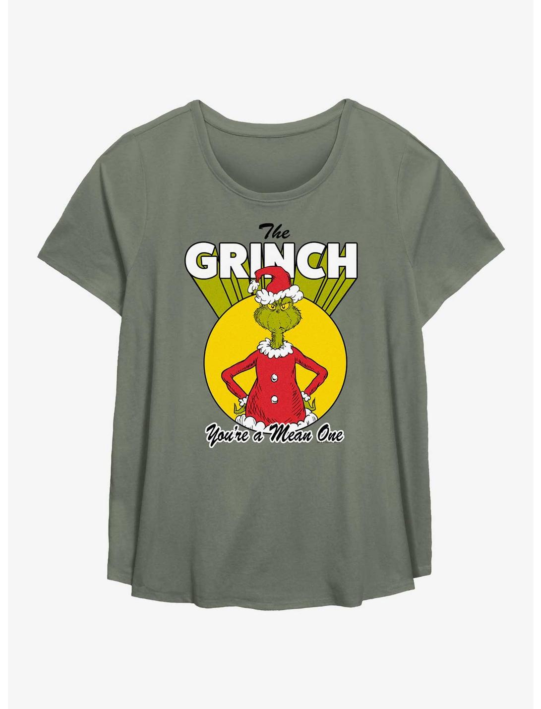 Dr. Seuss How The Grinch Stole Christmas Retro Girls T-Shirt Plus Size, SAGE, hi-res