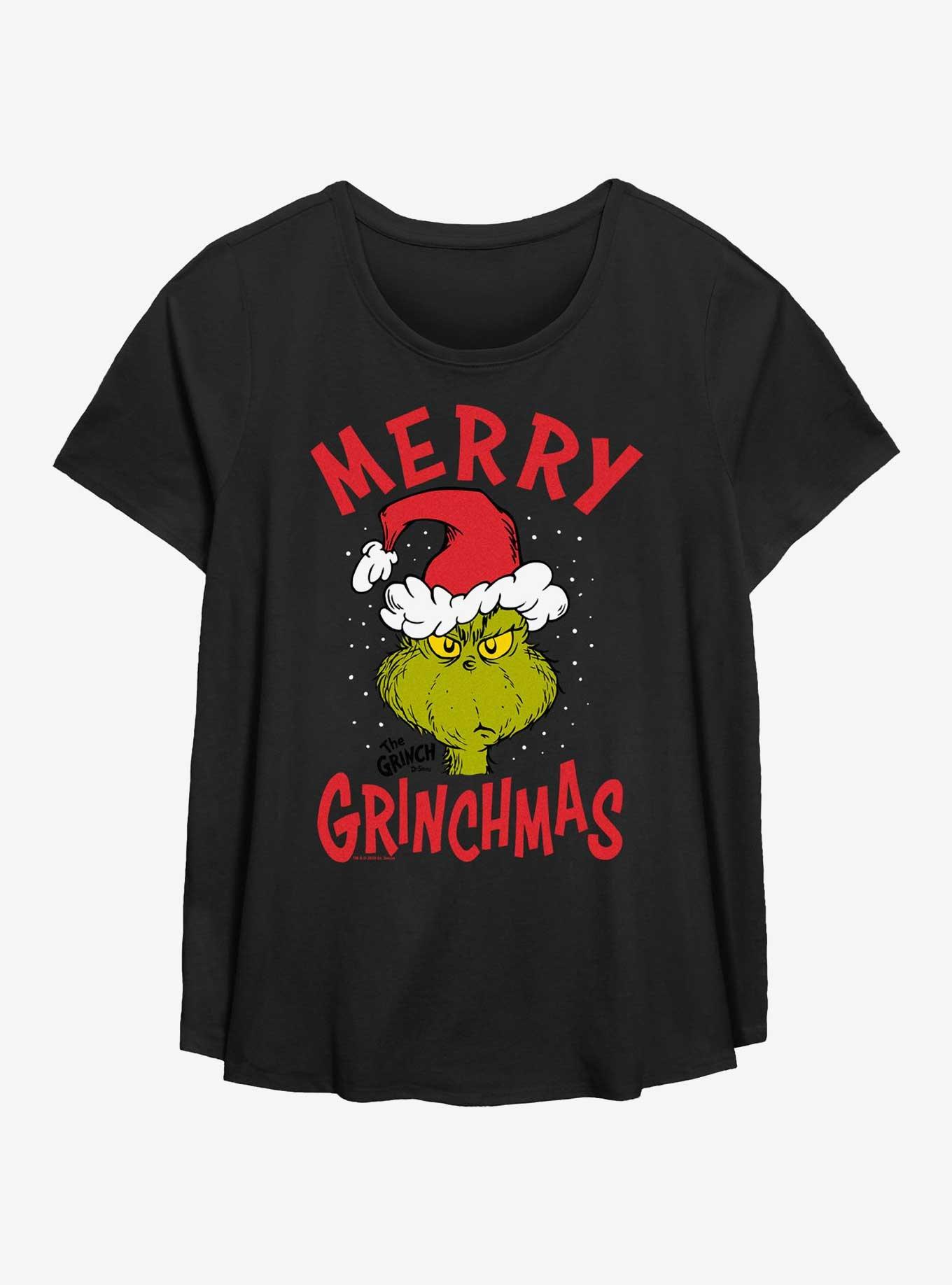 Dr. Seuss How The Grinch Stole Christmas Grinchmas Hat Girls T-Shirt Plus Size, BLACK, hi-res