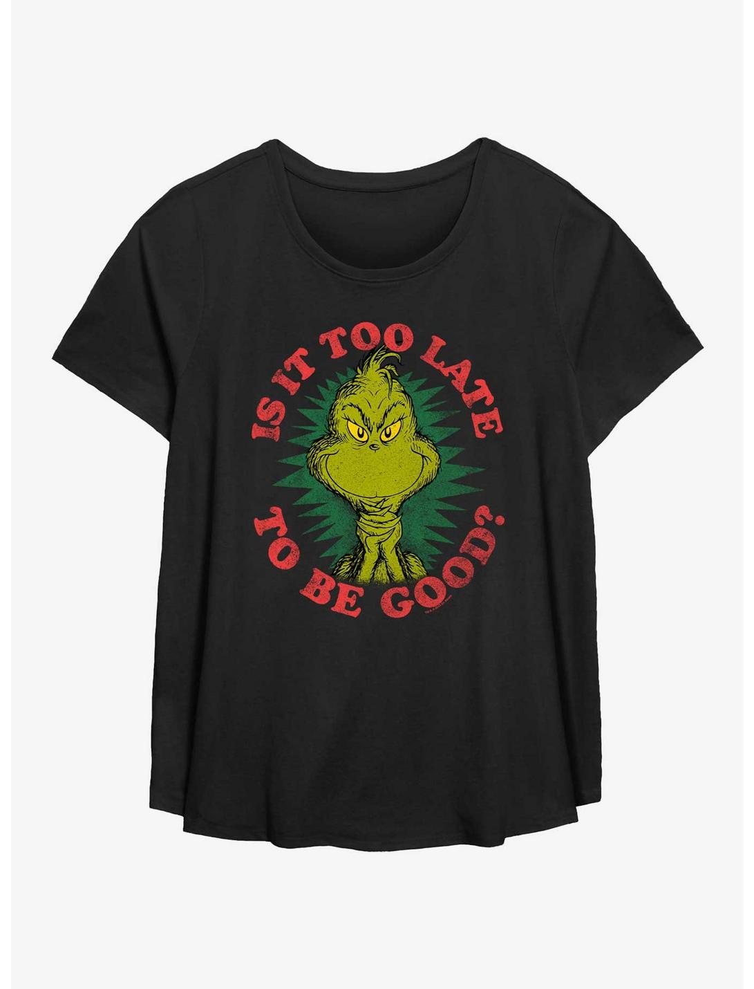 Dr. Seuss How The Grinch Stole Christmas Too Late To Be Good Girls T-Shirt Plus Size, BLACK, hi-res