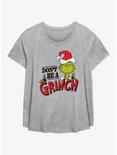 Dr. Seuss How The Grinch Stole Christmas Don't Be A Grinch Girls T-Shirt Plus Size, HEATHER GR, hi-res