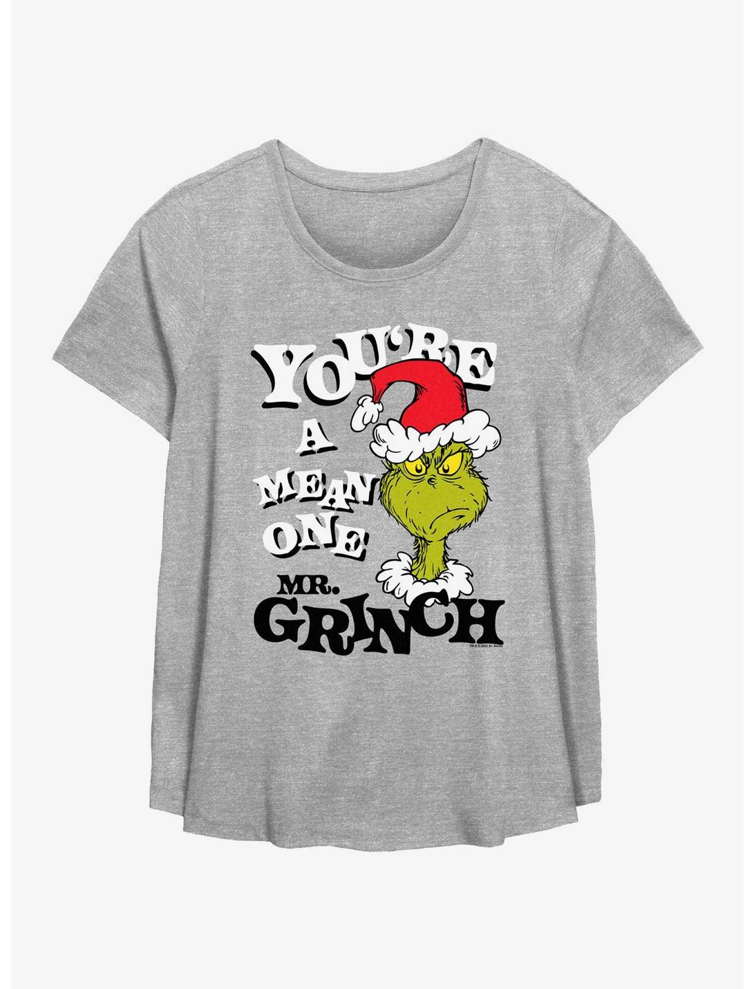 Dr. Seuss How The Grinch Stole Christmas Mean One Girls T-Shirt Plus Size, HEATHER GR, hi-res