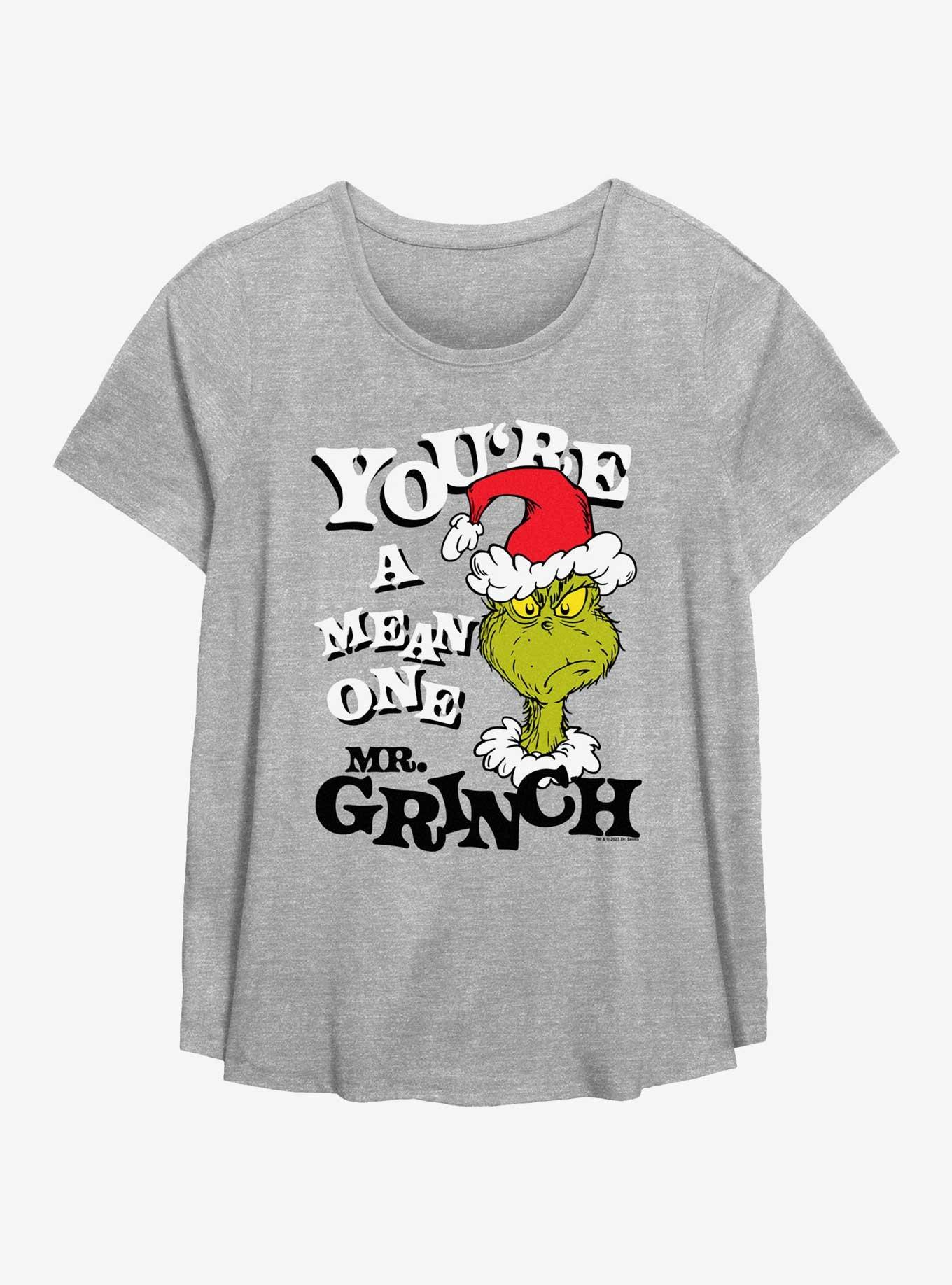 Dr. Seuss How The Grinch Stole Christmas Mean One Girls T-Shirt Plus Size, HEATHER GR, hi-res