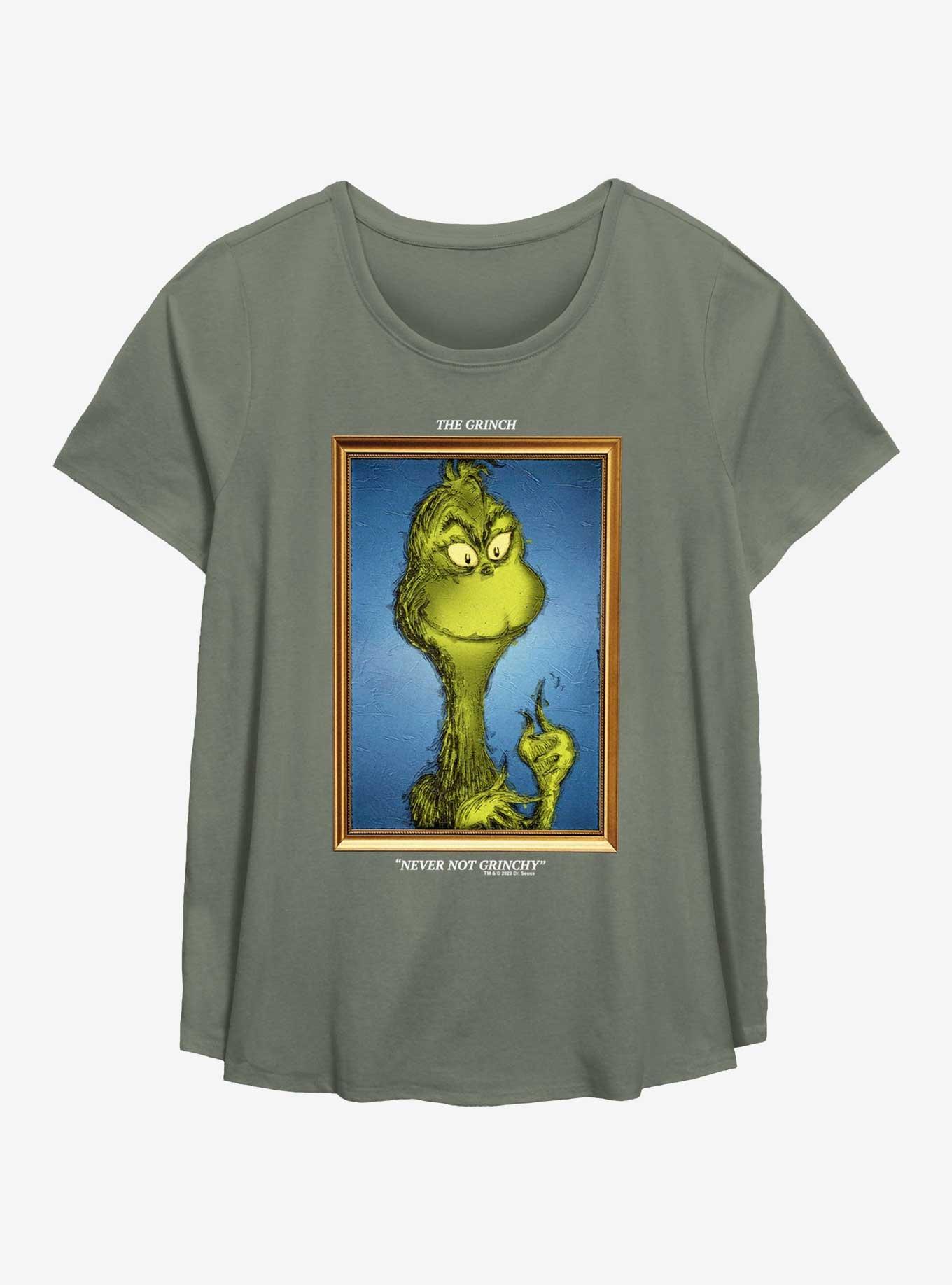 Dr. Seuss How The Grinch Stole Christmas Painted Grinch Girls T-Shirt Plus Size, SAGE, hi-res