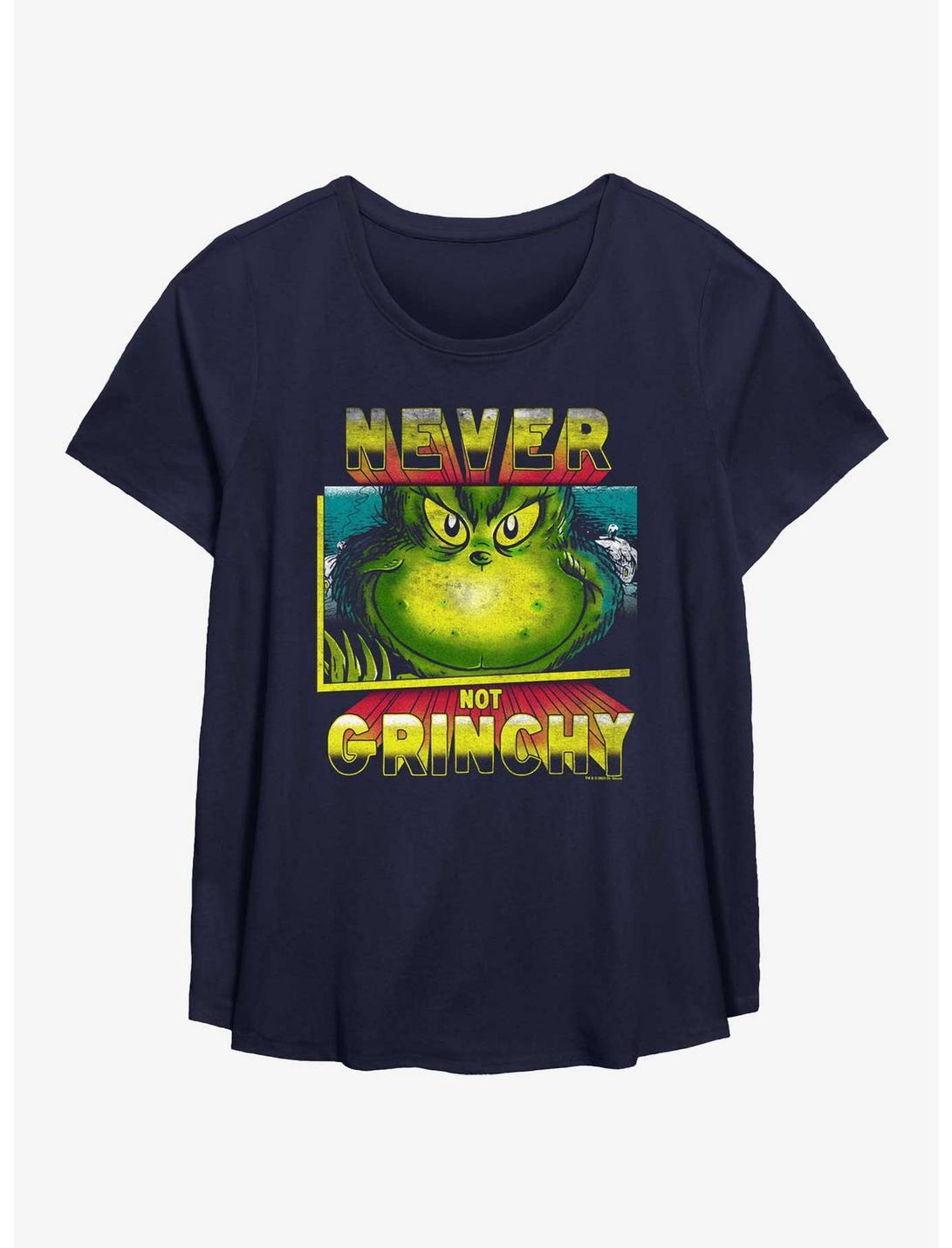 Dr. Seuss How The Grinch Stole Christmas Never Not Grinchy Girls T-Shirt Plus Size, NAVY, hi-res