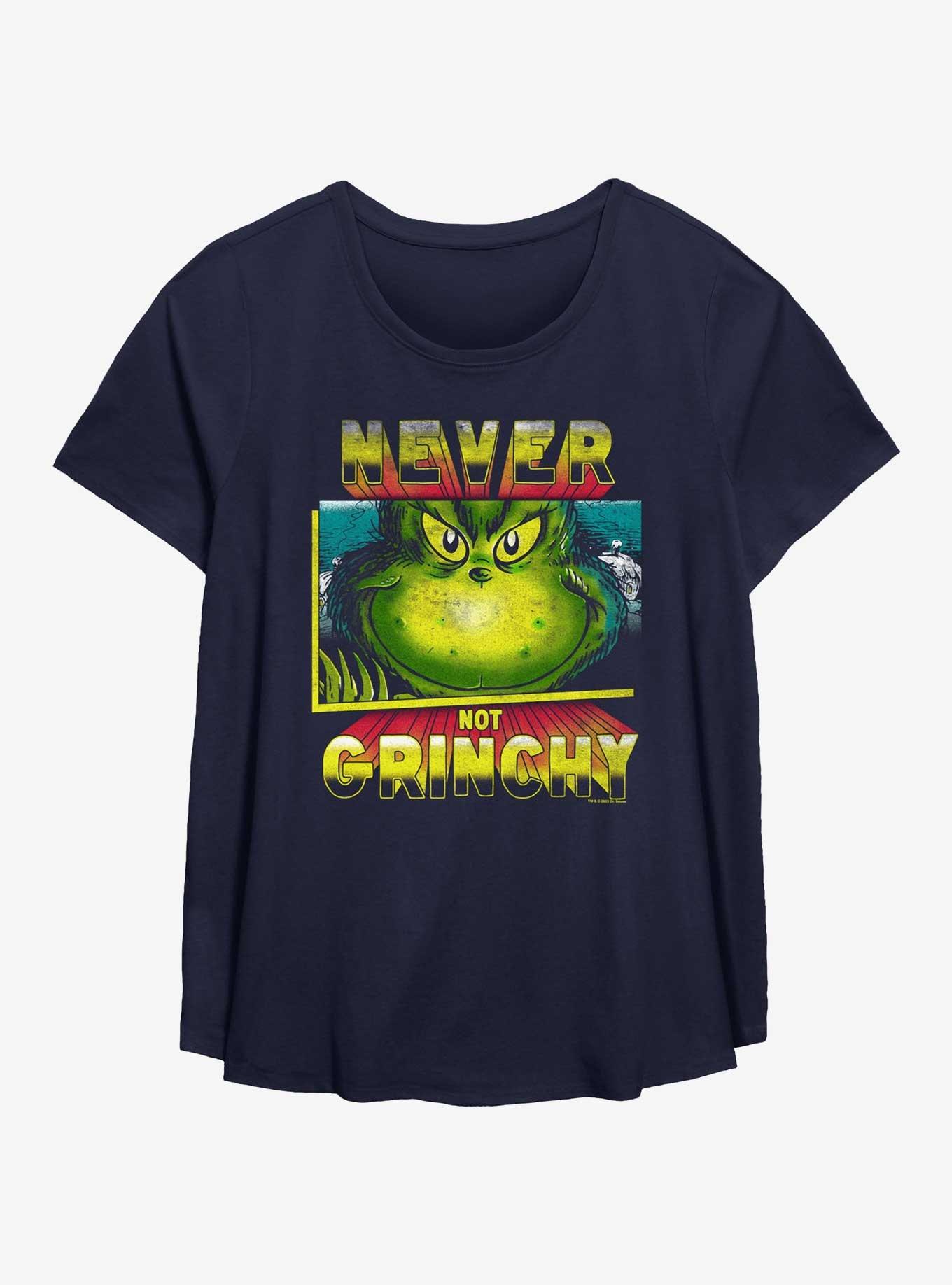 Dr. Seuss How The Grinch Stole Christmas Never Not Grinchy Girls T-Shirt Plus Size, NAVY, hi-res