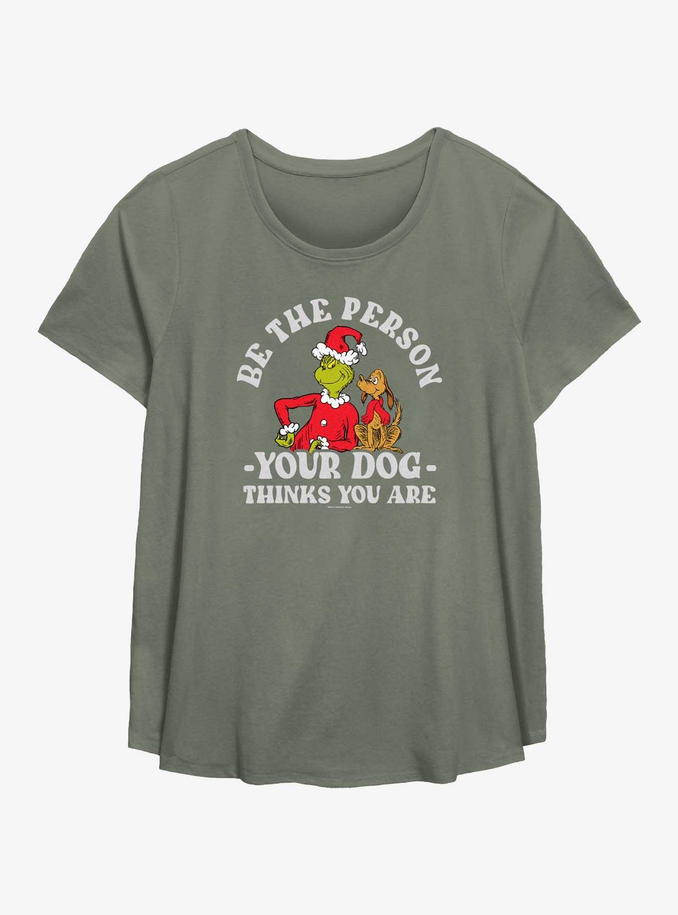 Dr. Seuss How The Grinch Stole Christmas Your Dog Thinks You Are Girls T-Shirt Plus Size, SAGE, hi-res