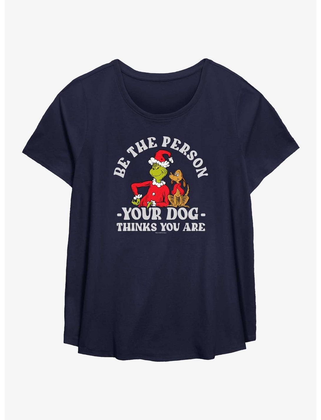 Dr. Seuss How The Grinch Stole Christmas Your Dog Thinks You Are Girls T-Shirt Plus Size, NAVY, hi-res