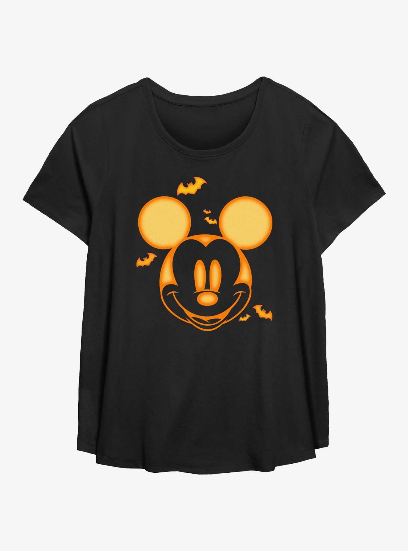 Disney Mickey Mouse Mickey Pumpkin Womens T-Shirt Plus Size, BLACK, hi-res