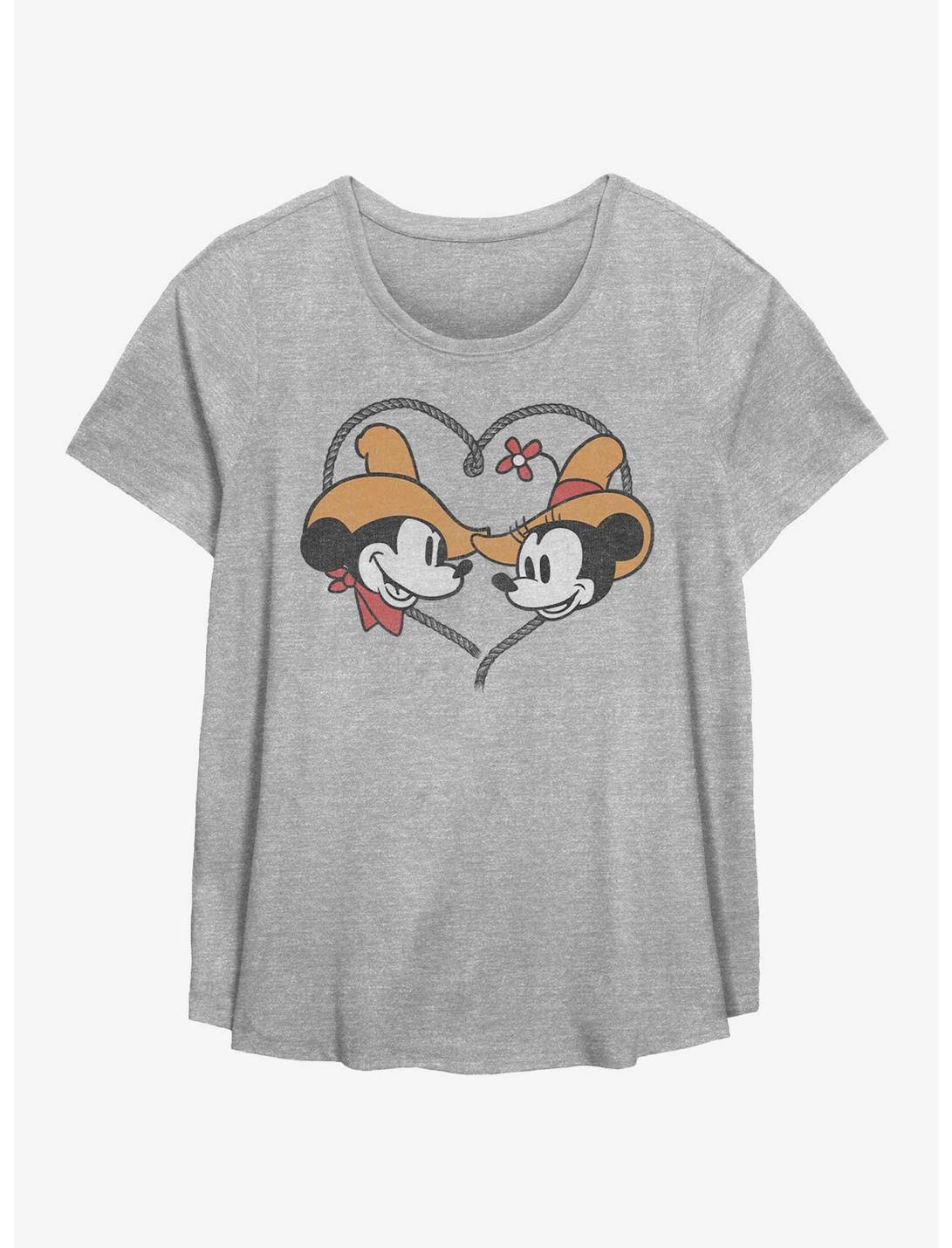 Disney Mickey Mouse Western Sweethearts Womens T-Shirt Plus Size, HEATHER GR, hi-res